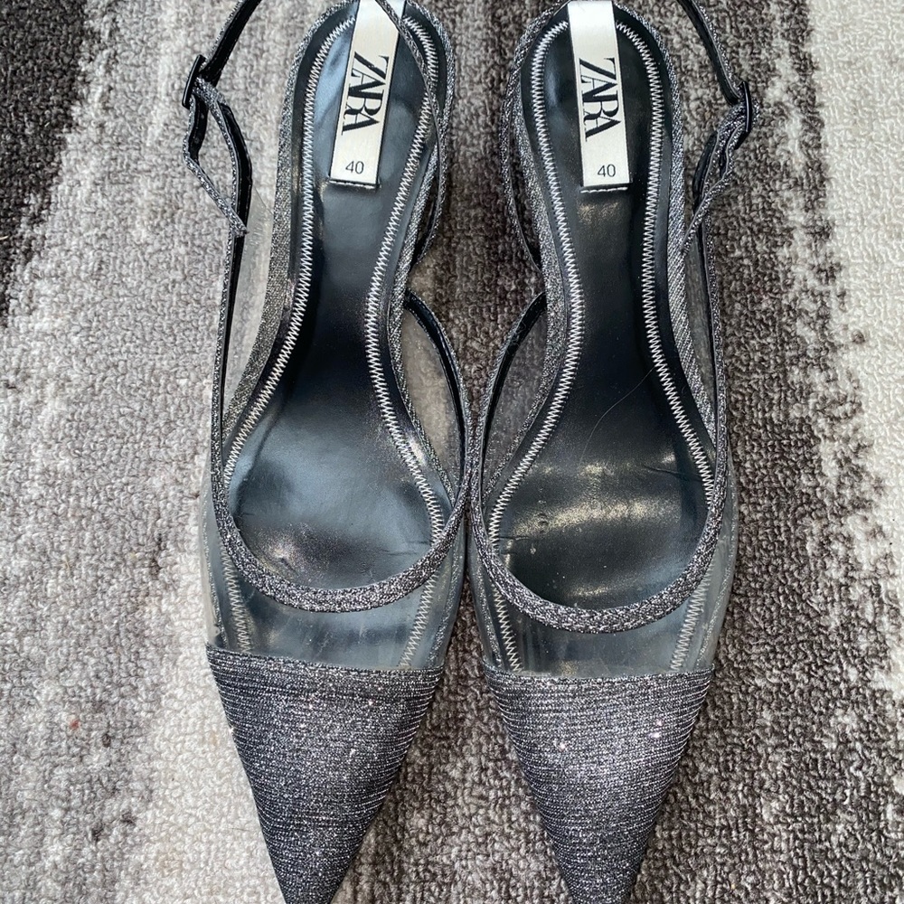 Silver Zara Kitten Heels